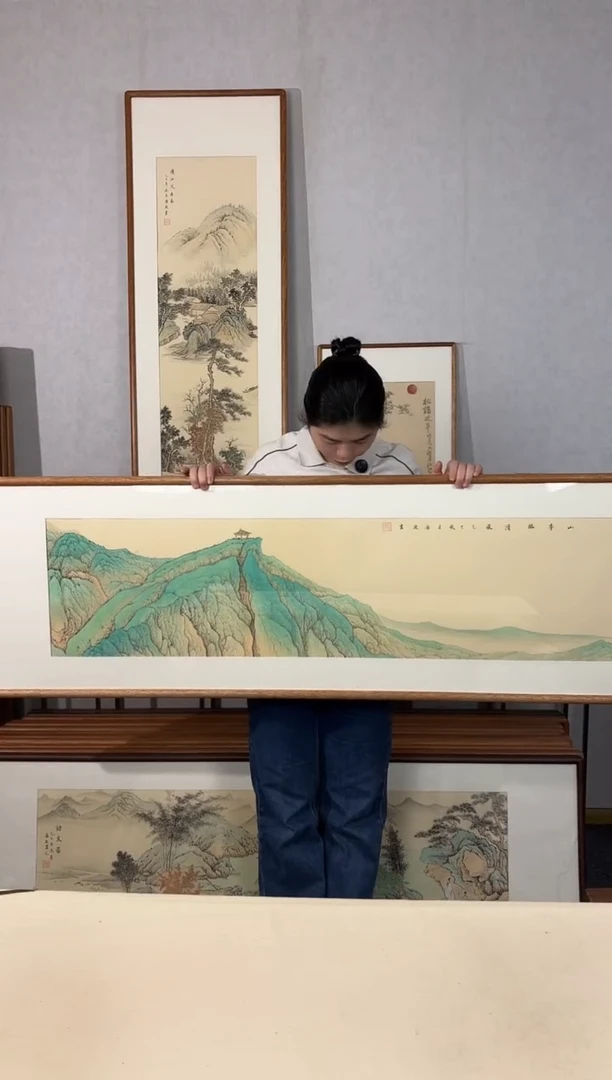 国画手绘*山亭临清风*52*172cm带框发货