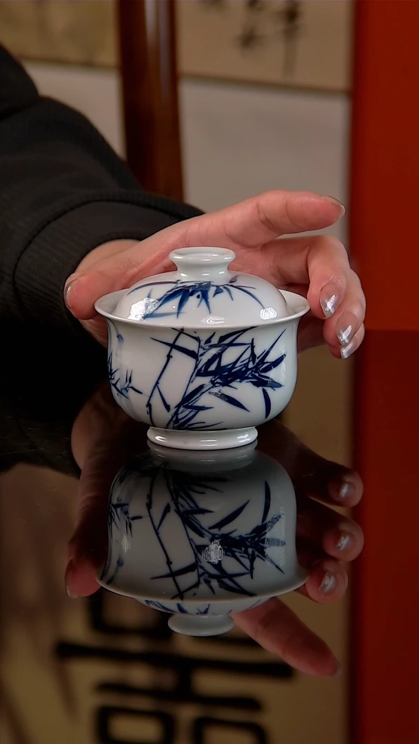 开播福利青花节节高升盖碗