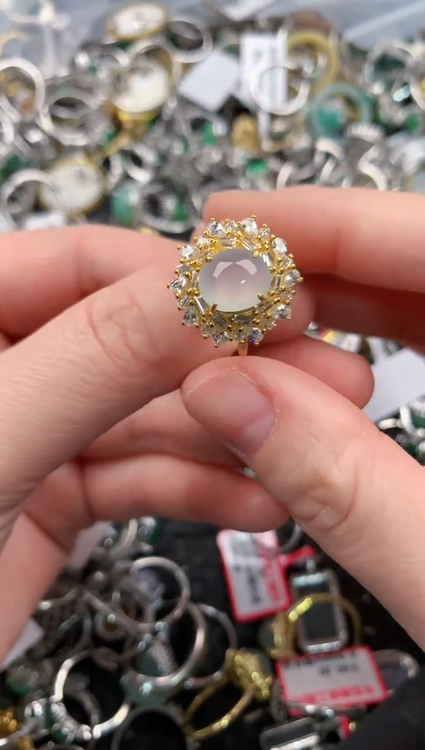 银S925镶嵌戒指翡翠333   4