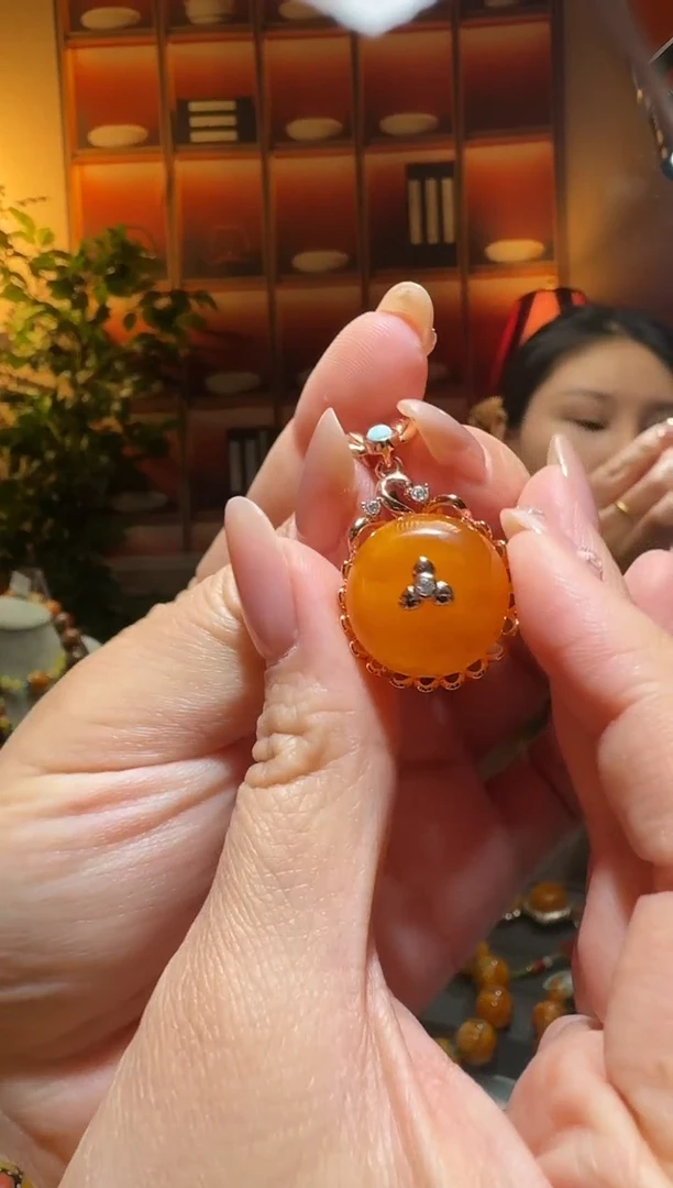 蜜蜡颈饰银S925镶嵌1273天然蜜蜡珠宝奇石全都保真