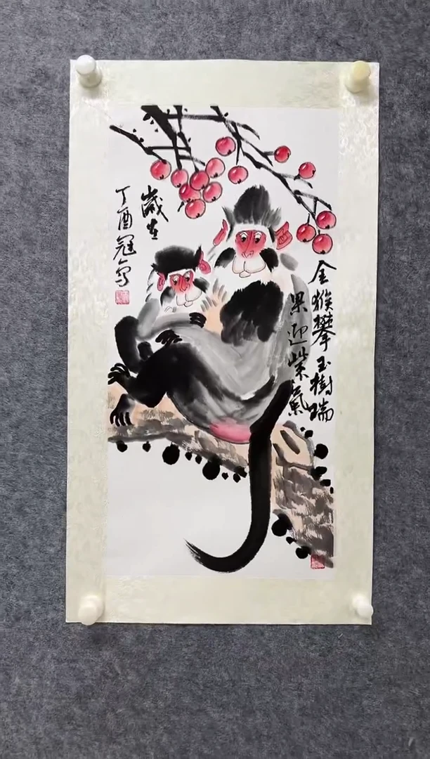 国画王冠人-国画猴2平尺