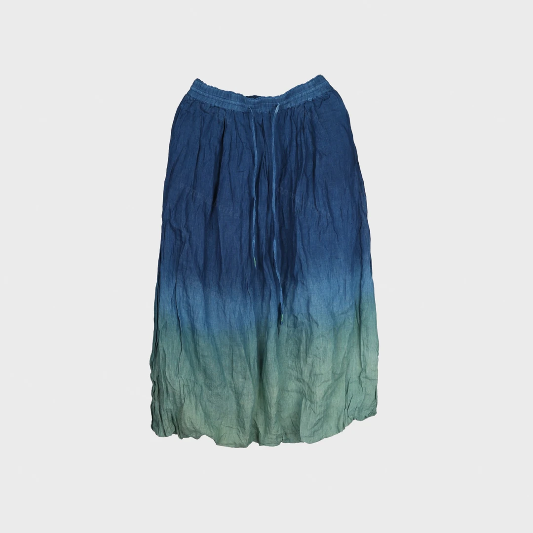 万物身客 慢慢变蓝22Q5005 松紧腰舒适冰感透气渐变半裙