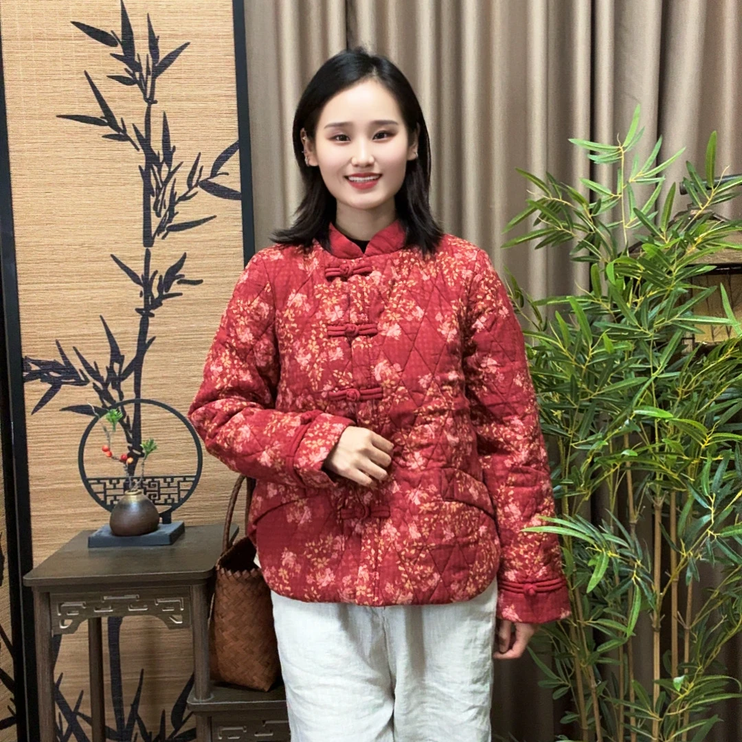 【暖阳】新中式立领重工盘扣文艺百搭保暖外套女棉袄国风复古小袄