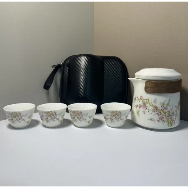 KK0650-紫藤花手抓壶一壶四杯带包（没有茶巾）