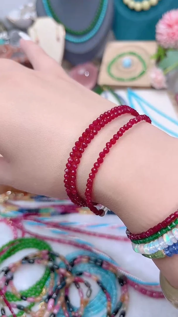 手链银S925镶嵌红宝石吸扣99