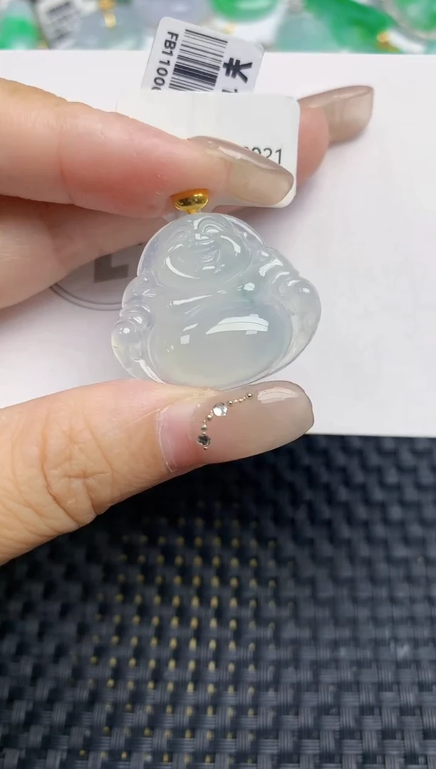 颈饰18K金镶嵌翡翠天然缅甸A货翡翠百元以上9元证书费自理