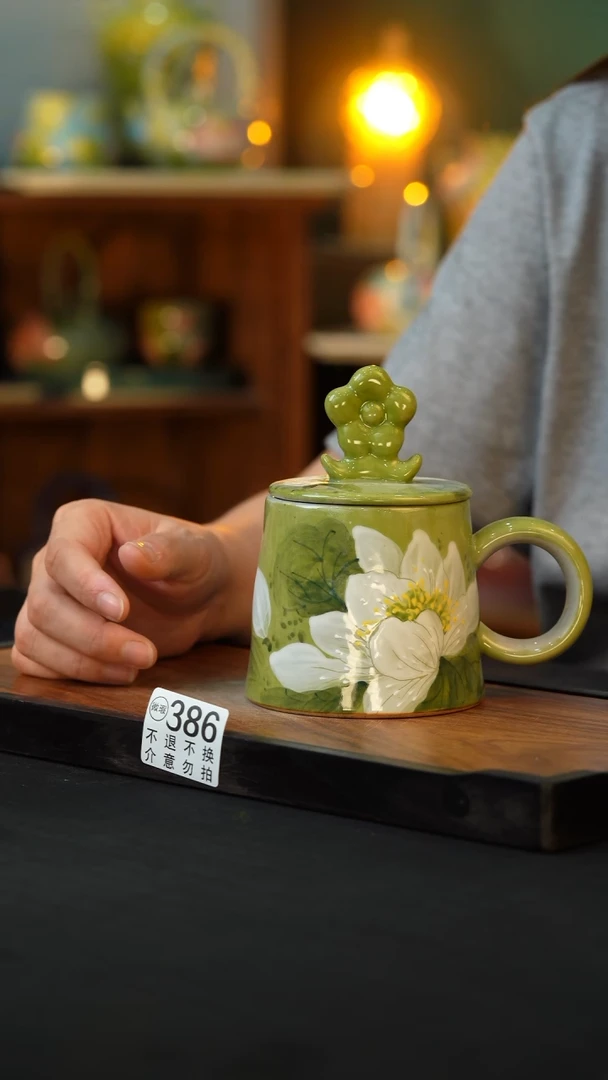 杯手绘心瓷陶瓷浮力微瑕介意勿拍