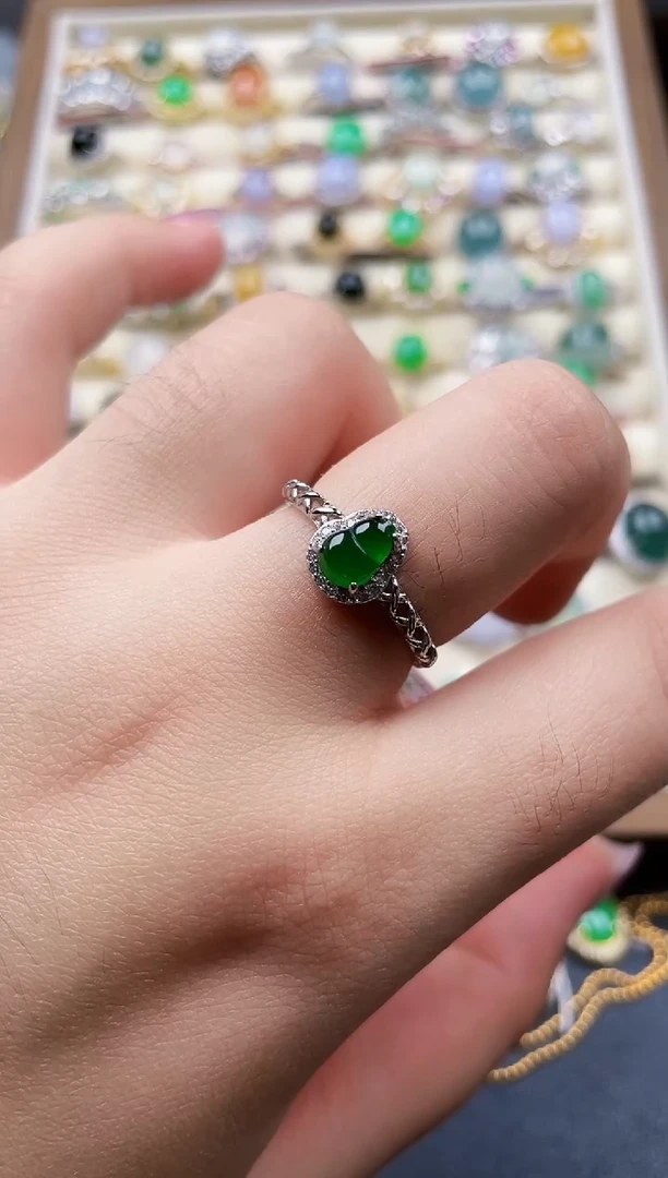 银S925镶嵌戒指翡翠22