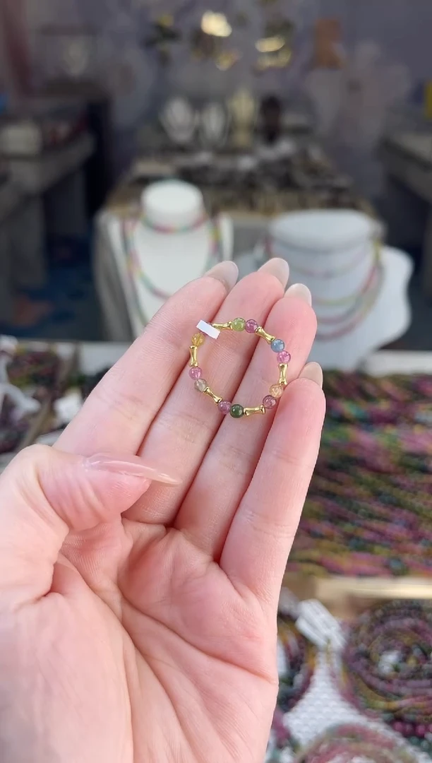 /18K金镶嵌碧玺碧玺戒指多样性发货