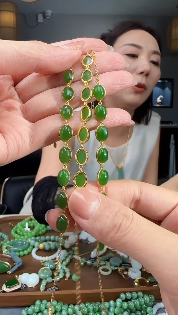 银S925镶嵌手链和田玉多样性发拍一发一