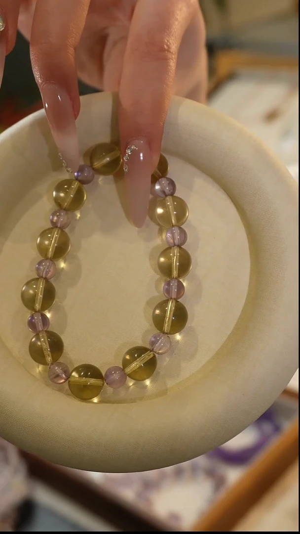 无无圆珠紫黄配色单圈