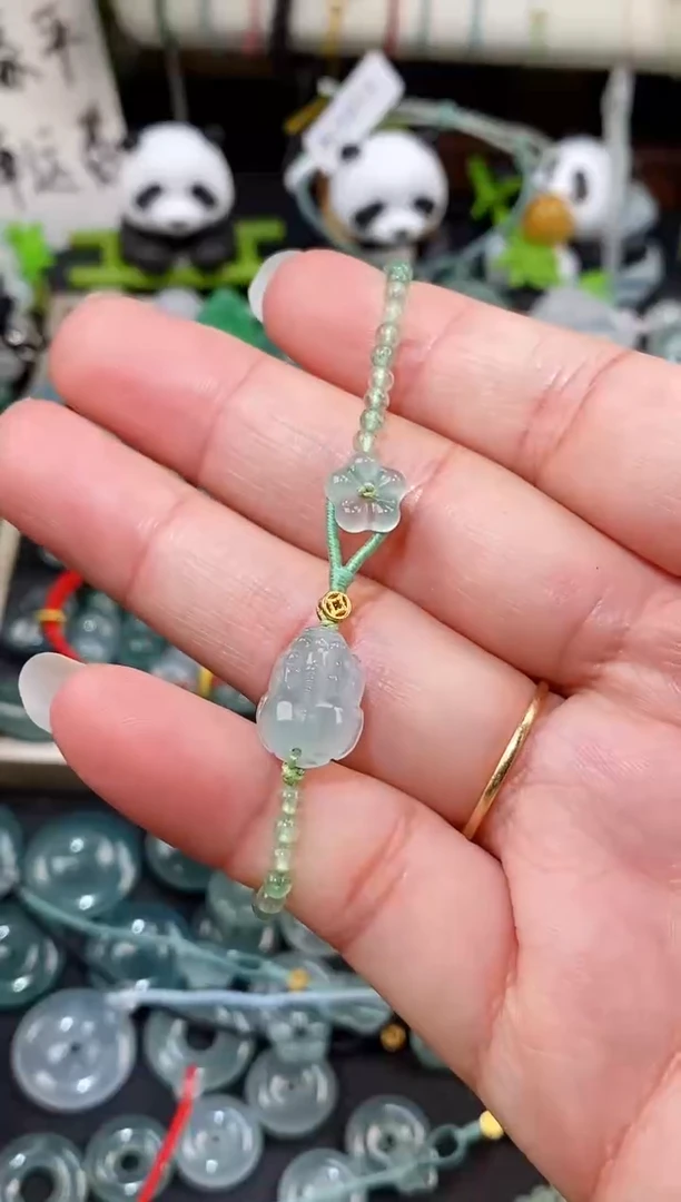 散珠翡翠貔貅葫芦手绳 手围15