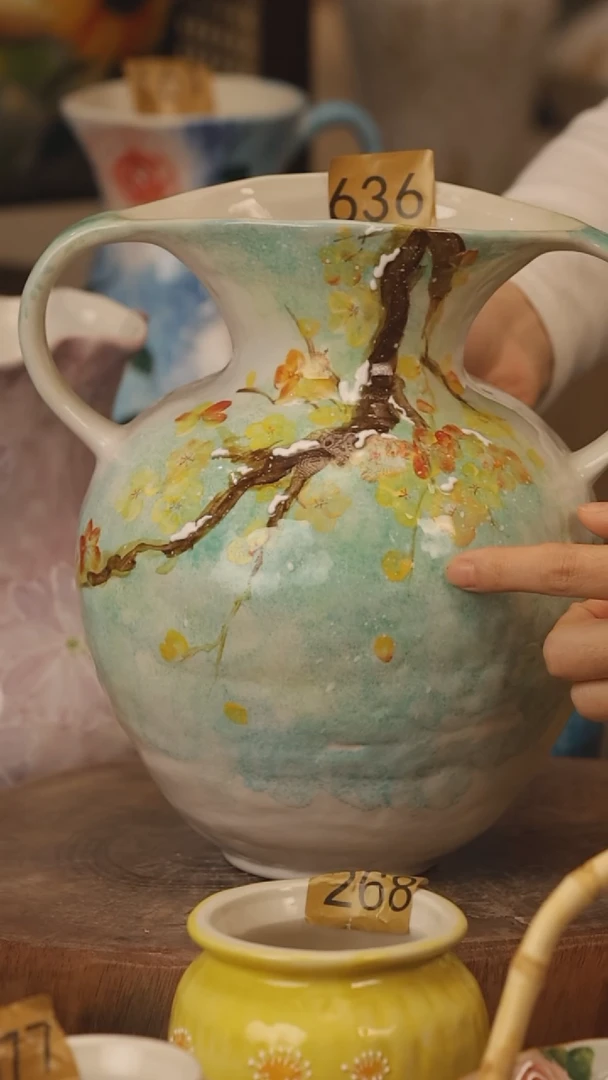 陶瓷景德镇设计师手作花器摆件侘寂风@M636@