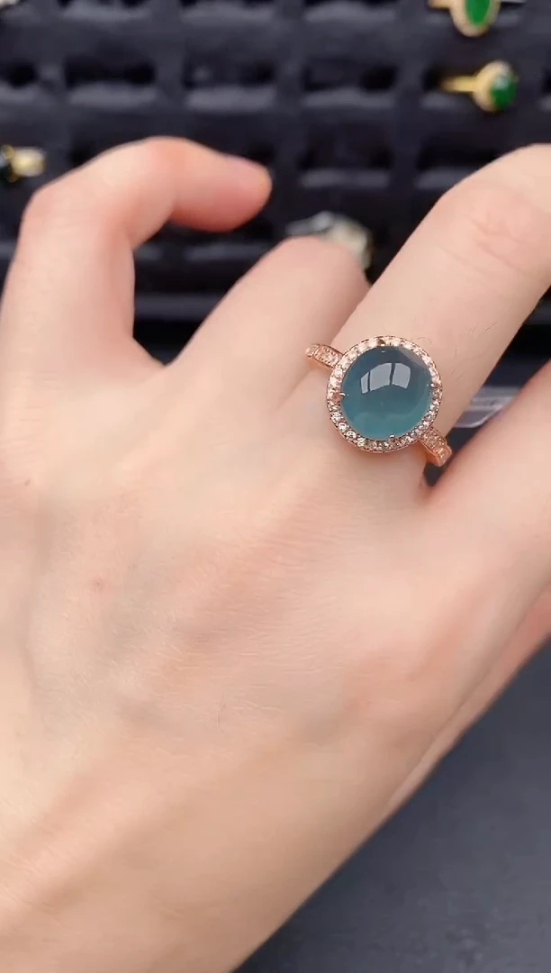 银S925镶嵌戒指翡翠天然a货翡翠132