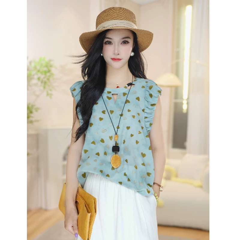 常规款木耳衬衫时尚条纹纯欲风风ins风宫廷风