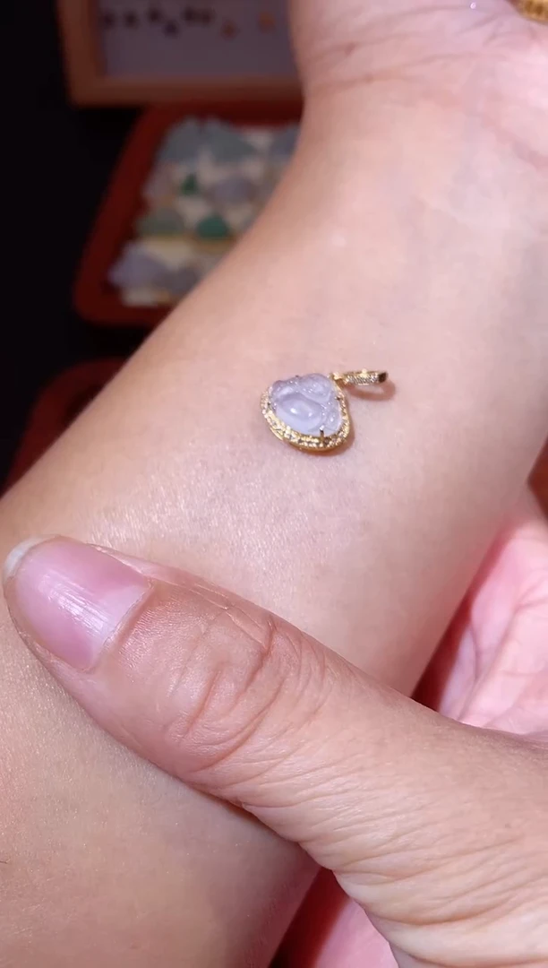 翡翠18K金镶嵌吊坠(不含链)11111111