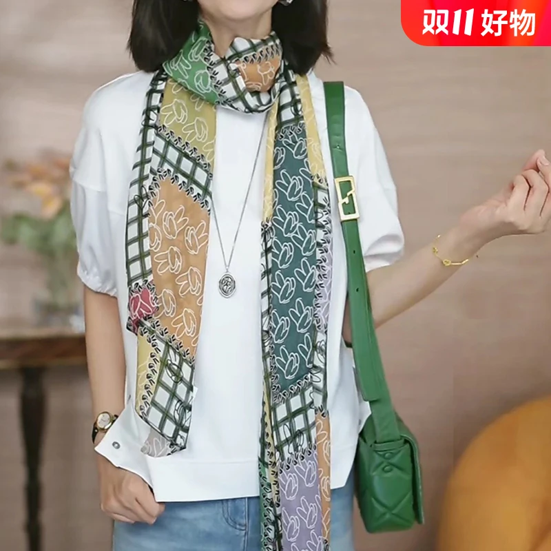 GIRDEAR/哥弟时尚穿搭造型感配饰高级感印花桑蚕丝长丝巾180005