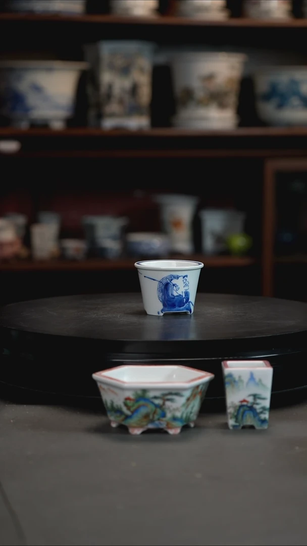 釉下青花手绘盆大*釉下青花手绘盆 大