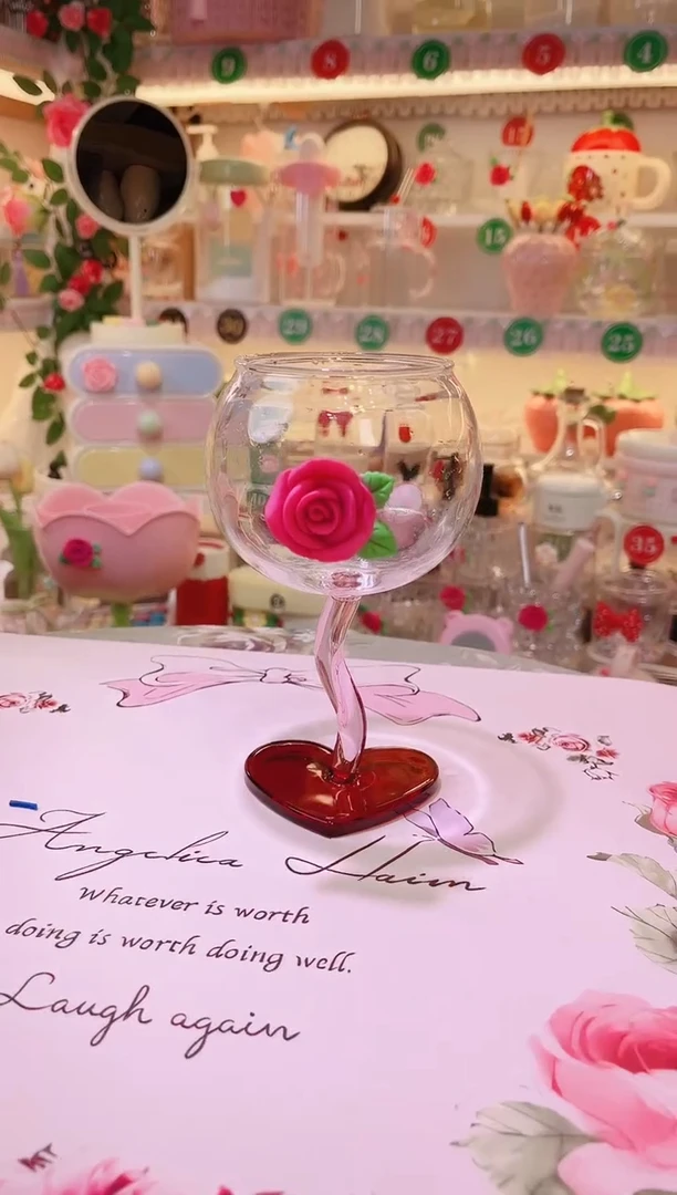 其他品质好发货快放心拍！玫瑰花爱心红酒杯