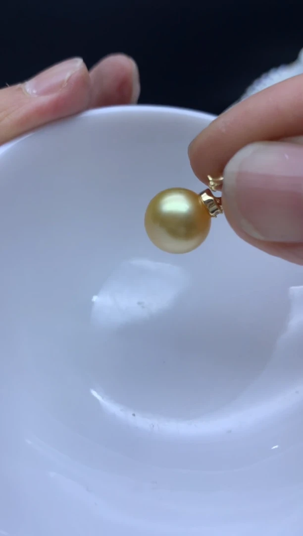 银S925镶嵌海水珍珠HG金珠吊坠(赠链）h104