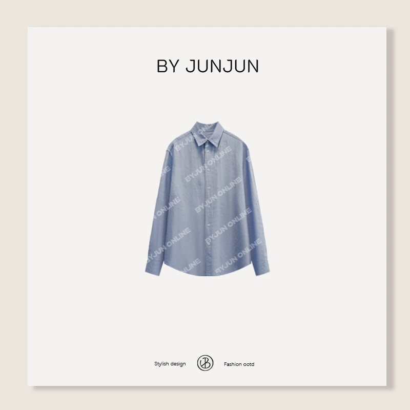 ByJunjun2025春季新款高级定制面料海盐蓝亚麻衬衫C25C11025