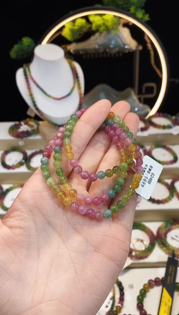【闪购商品】碧玺手串未镶嵌G2488三圈颜色微差