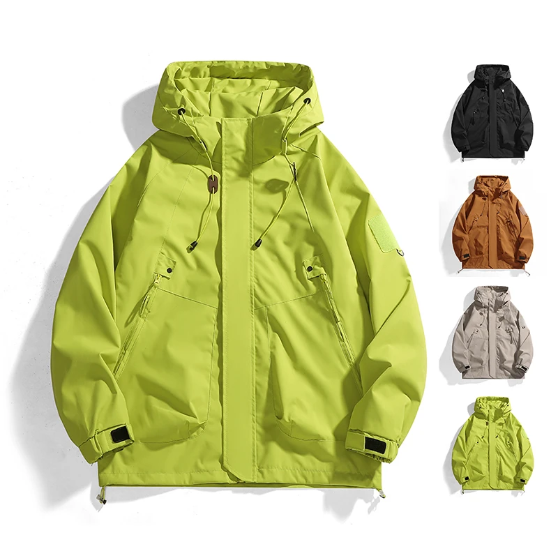 J90春秋新品外套春款夹克情侣冲锋衣美式连帽工作服户外冲锋衣