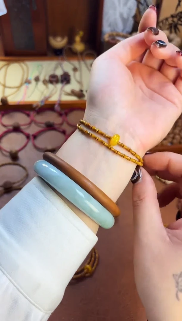 手串桃核桃源行 竹节双圈黄跑环