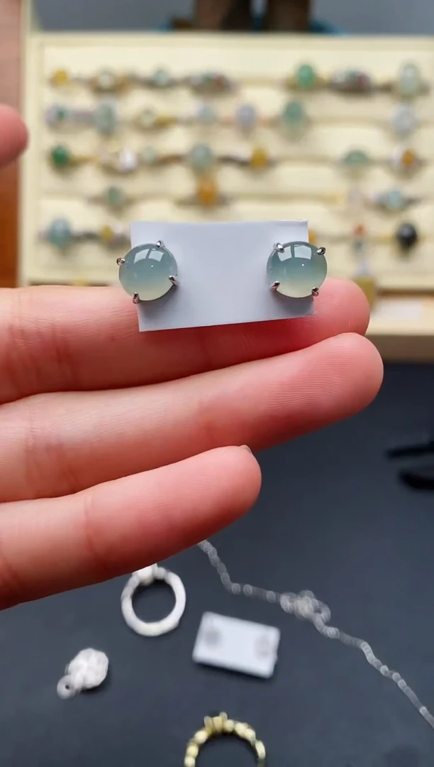 翡翠戒指银S925镶嵌天然翡翠A货222    8-