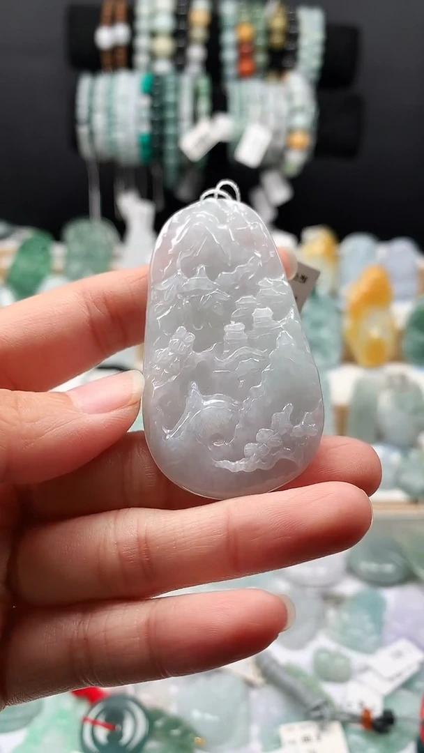 吊坠(不含链)未镶嵌翡翠38山水牌