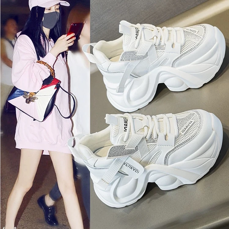 老爹鞋女2025夏季新款鞋子轻便软底小个子增高女鞋透气网面鞋百搭