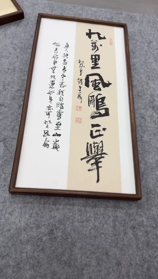 书法九万里风鹏正举---赵建民老师35*68进口实木画框