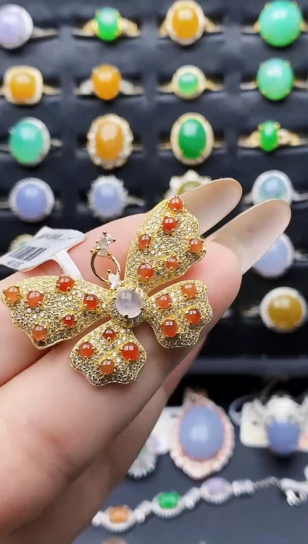 银S925镶嵌戒指翡翠0373