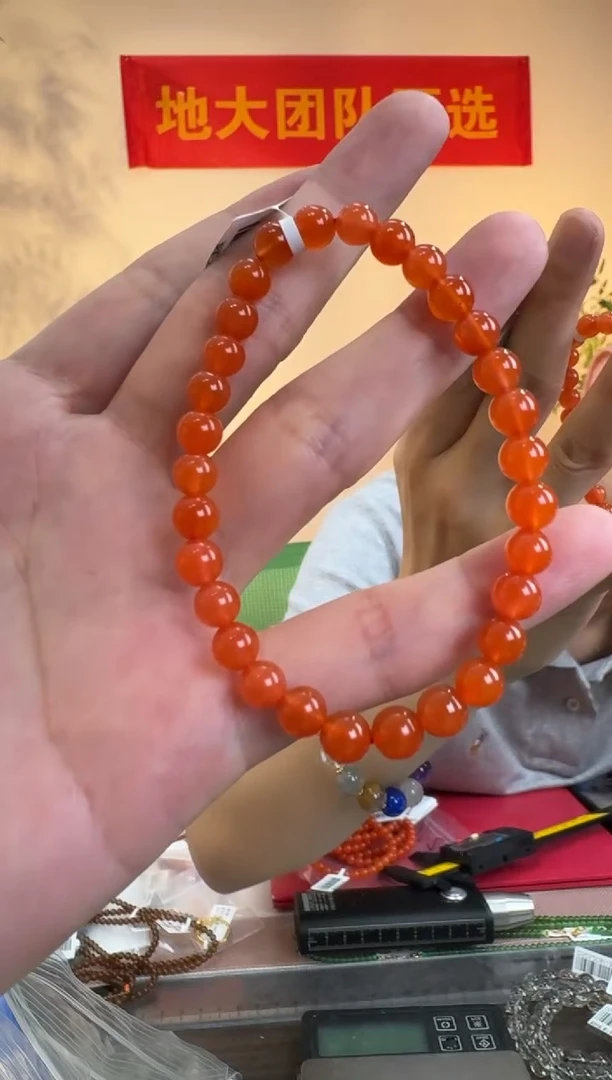 南红玛瑙手串未镶嵌南红圆珠单圈约6-6.5mm