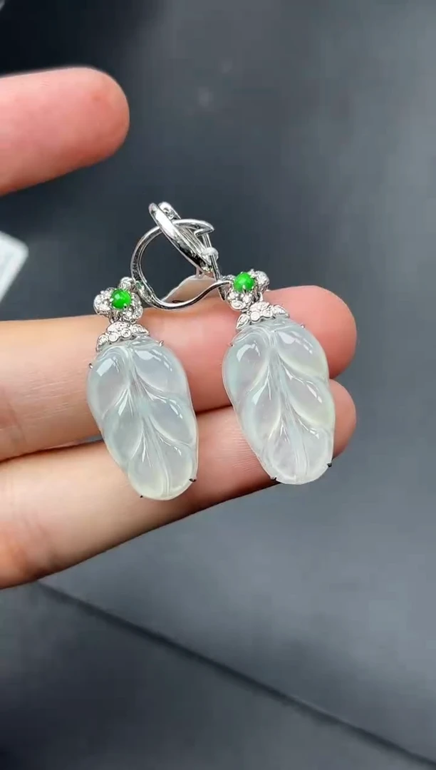 未镶嵌翡翠耳饰叶子耳包