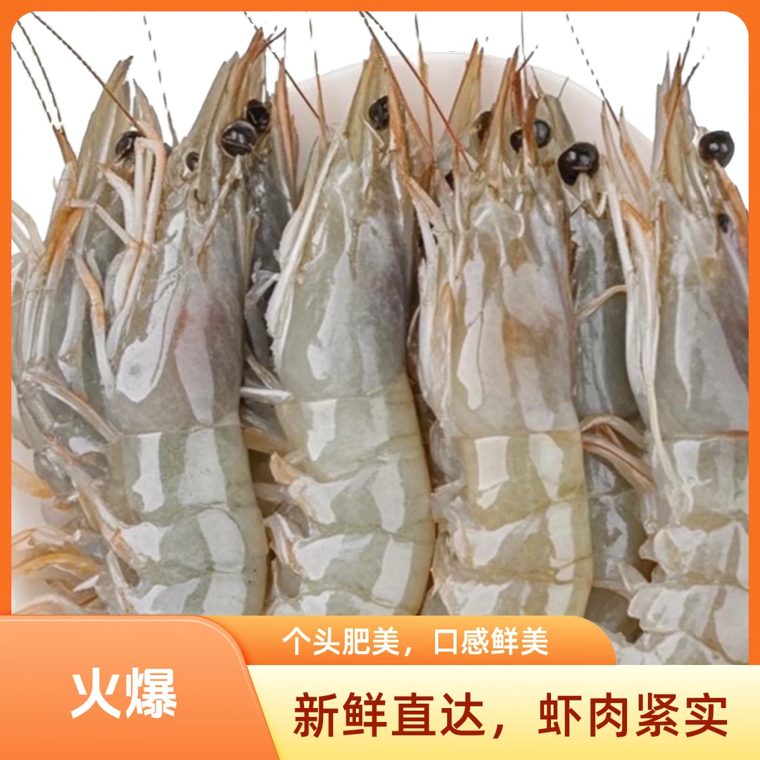 5斤整盒中号海虾12-15厘米一斤18个左右含一层薄冰虾2200克