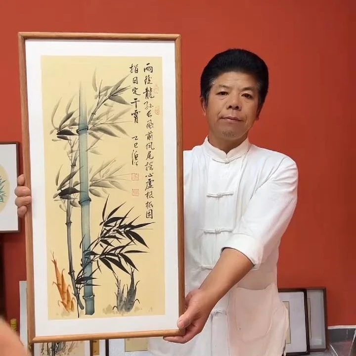 张富民作品/指日定干霄（乌檀木实木框）/古宣/36*70cm左右