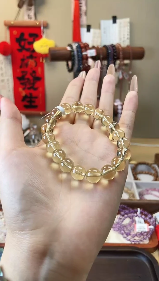 【闪购商品】水晶手串未镶嵌啤酒黄水晶10mm