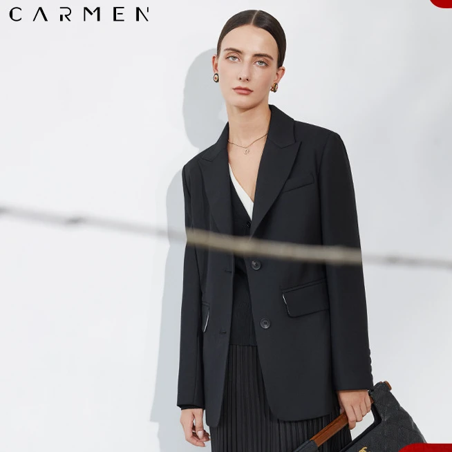 【粉丝专享】卡蔓高端精纺西装外套女2025春装百搭收腰正装小西服