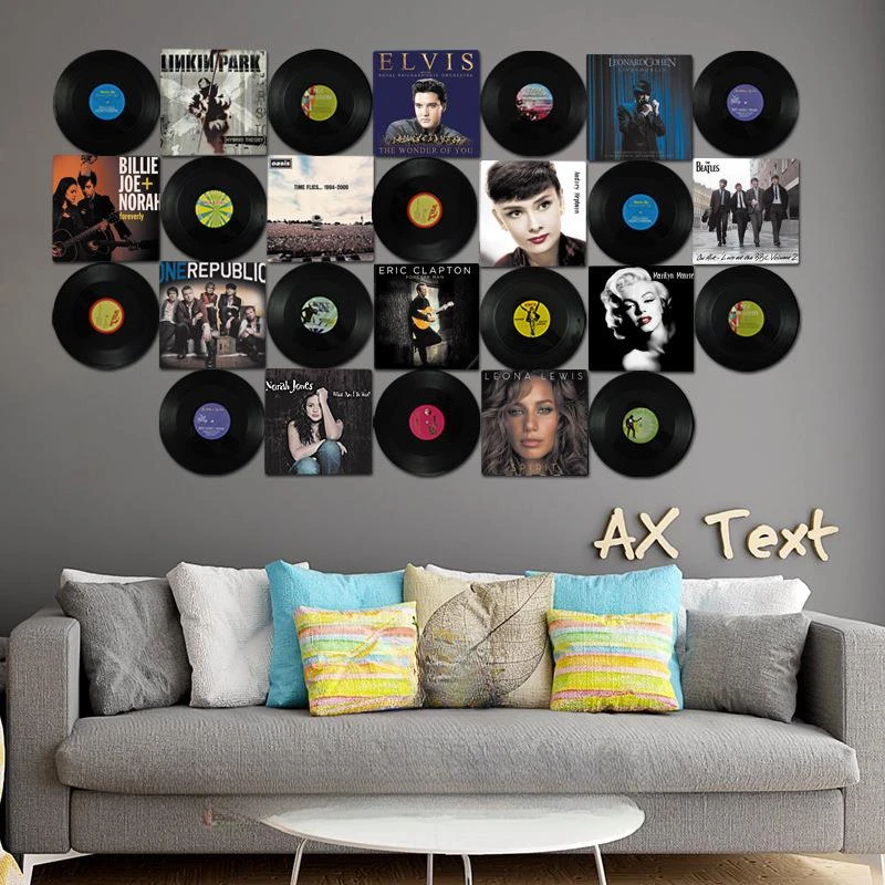 黑胶唱片海报壁饰工业风复古店铺酒吧咖啡厅个性背景墙面装饰