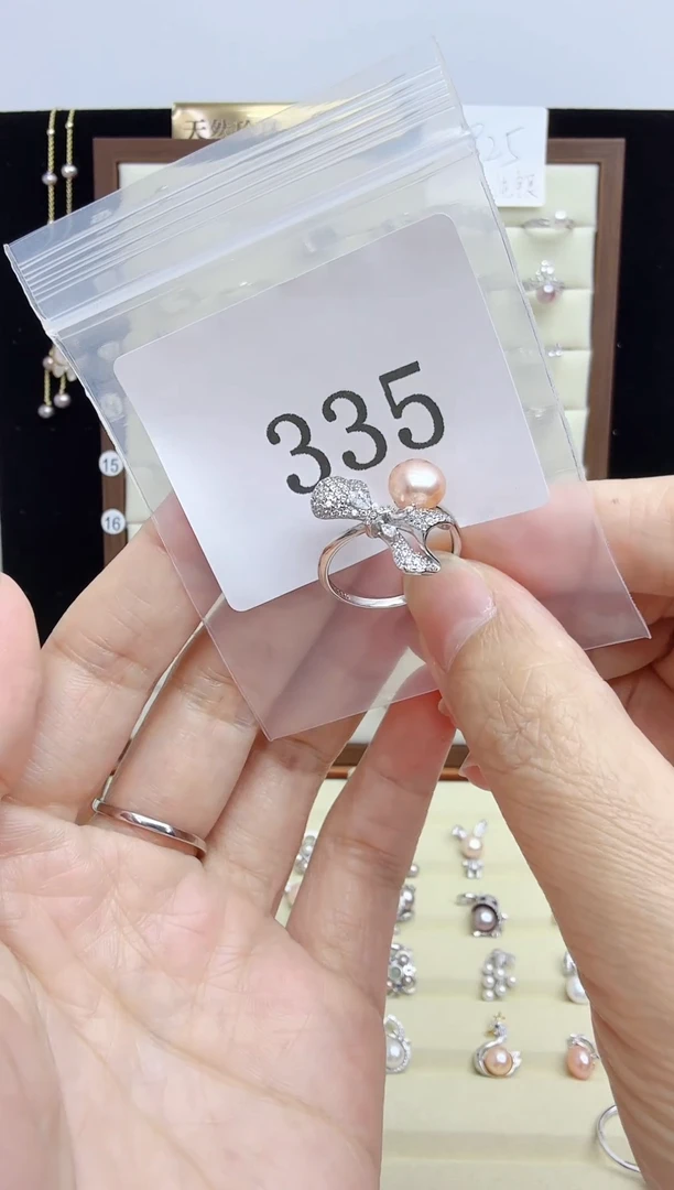 银S925镶嵌戒指淡水珍珠335