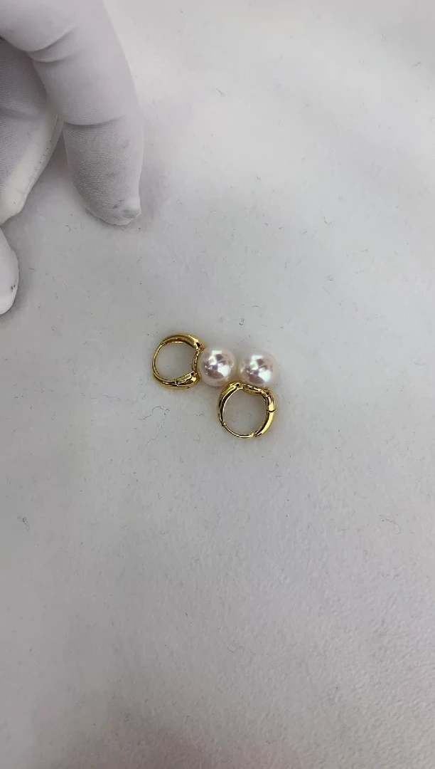 【闪购商品】海水珍珠耳饰18K金镶嵌耳扣8.5-9