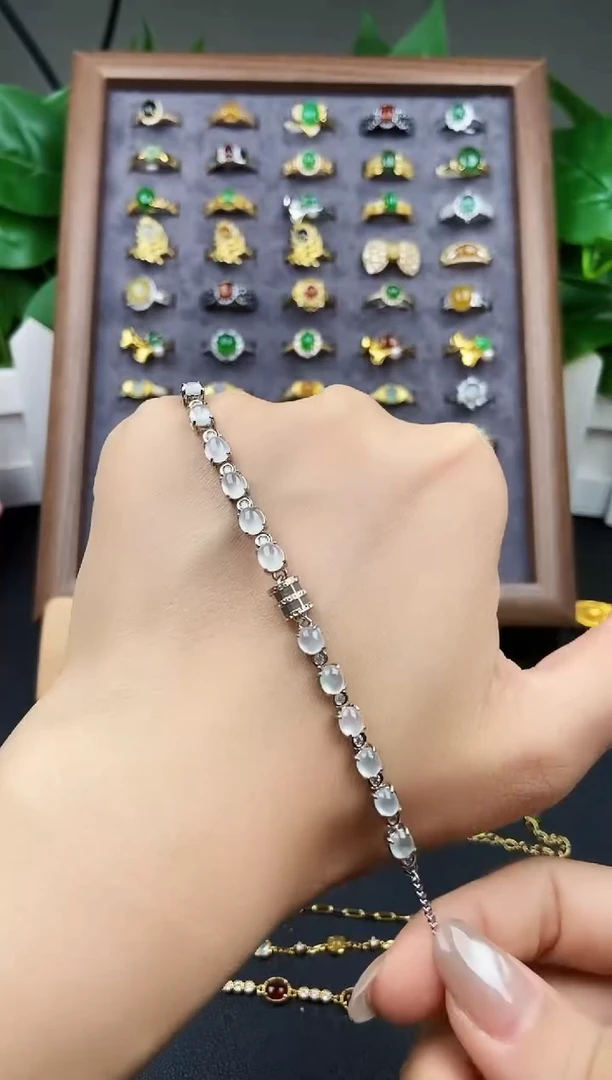 银S925镶嵌手链翡翠12