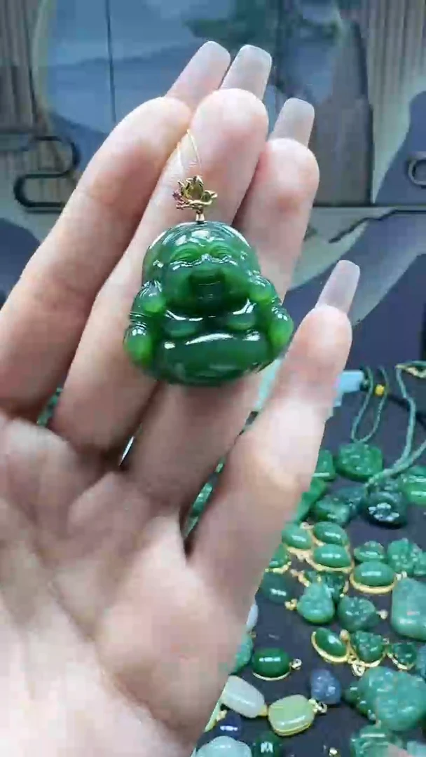 【闪购商品】和田玉挂件18K金镶嵌1