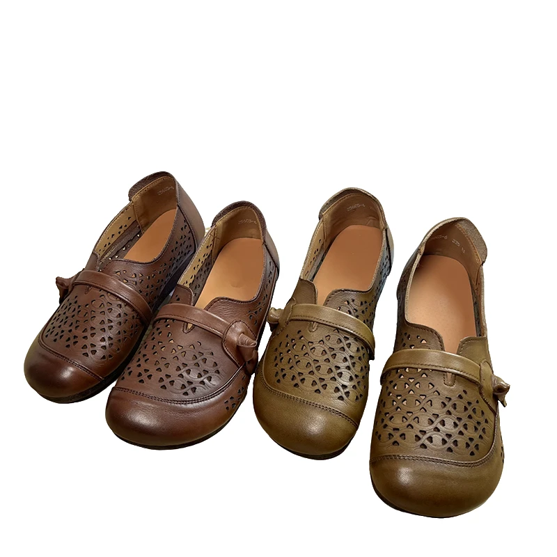 真皮复古软底妈妈鞋凉鞋舒适防滑