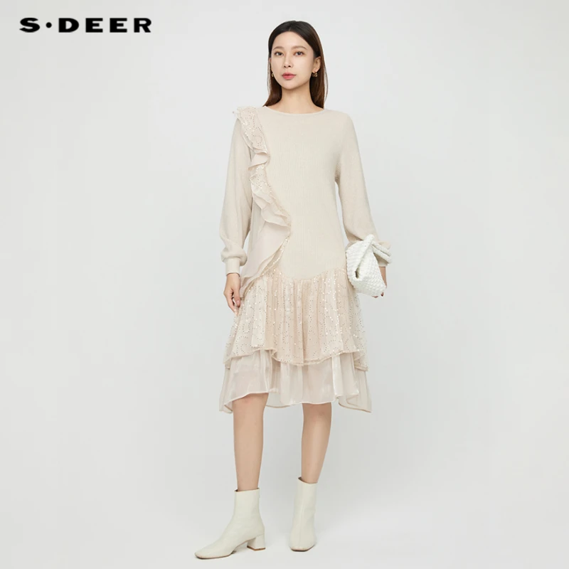 S·DEER圣迪奥秋冬新款温柔减龄时尚法式甜美高端气质女装连衣裙