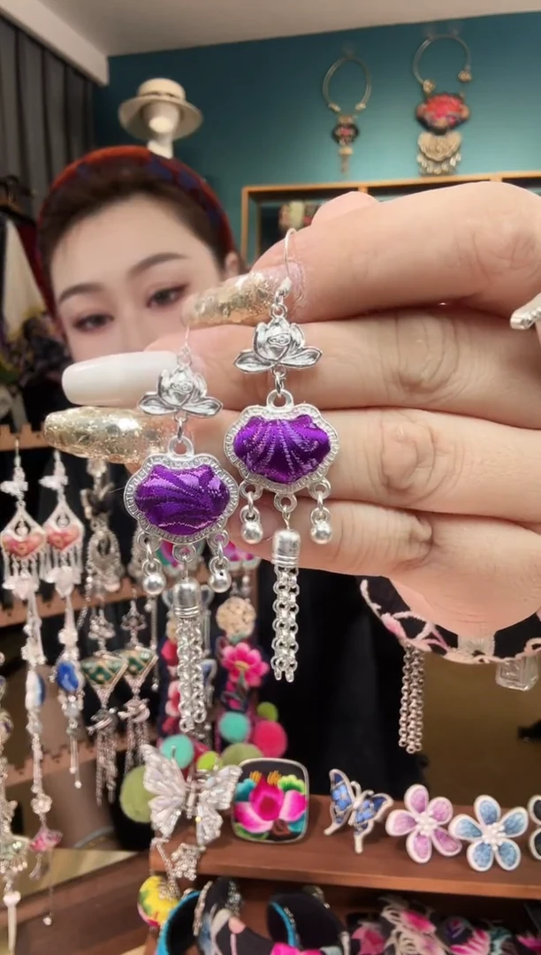 刺绣纯手工民族风刺绣耳环