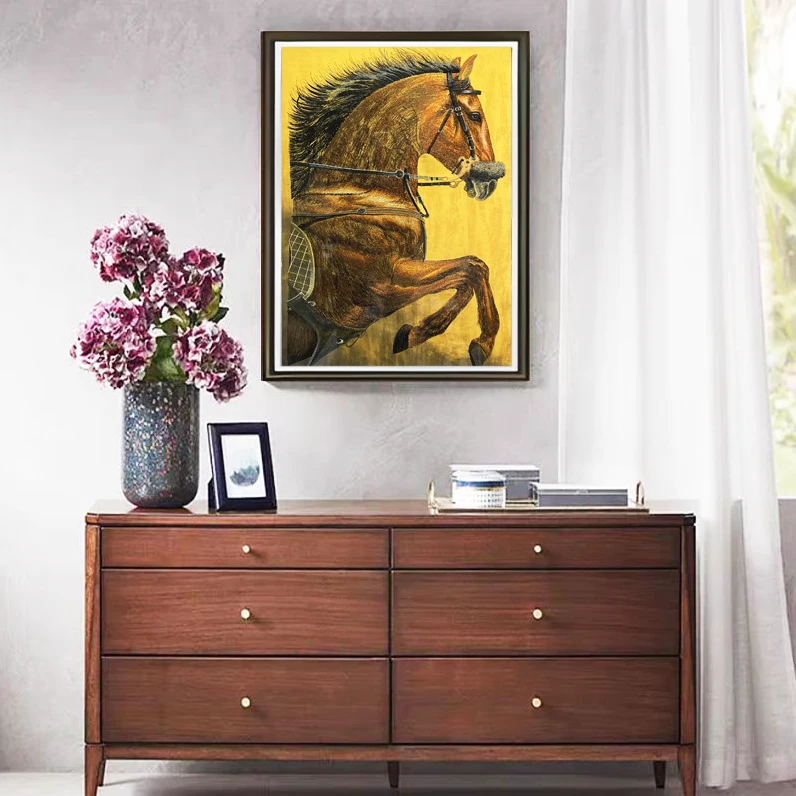 Q179马刺绣装饰画餐厅客厅玄关楼梯尽头挂画壁画