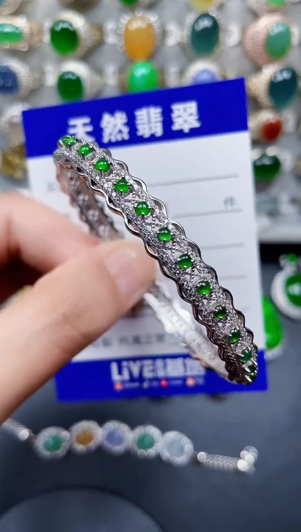 银S925镶嵌手镯翡翠158
