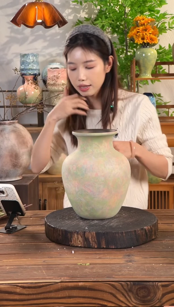 苔点绿胖肚瓶大号